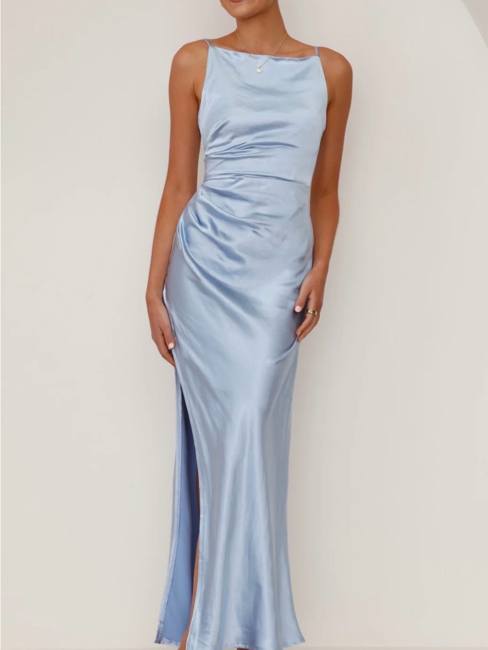 Satin Maxi Dress In Light Blue